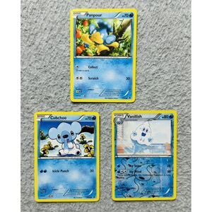 LOT Of‎ 3 Pokemon Trading Cards Panpour Cubchoo Vanillish MP-LP
